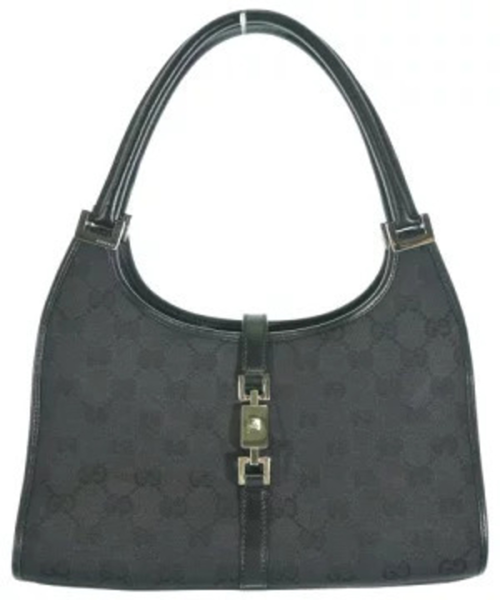 Gucci Jackie Bardot shoulder bag black GG monogram black leather